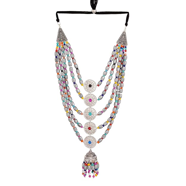 Long Statement Multiline Beaded Necklace Fashion Jewelry Set Online on Amazon in India