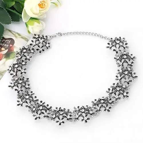 Shining Diva Fashion Oxidized Silver Stylish Choker Necklace on Amazon India