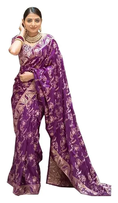 Varkala Silk Women's Pure Kanjivaram Banarasi Kanchipuram Soft Lichi Silk Saree with Blouse Piece on Amazon India