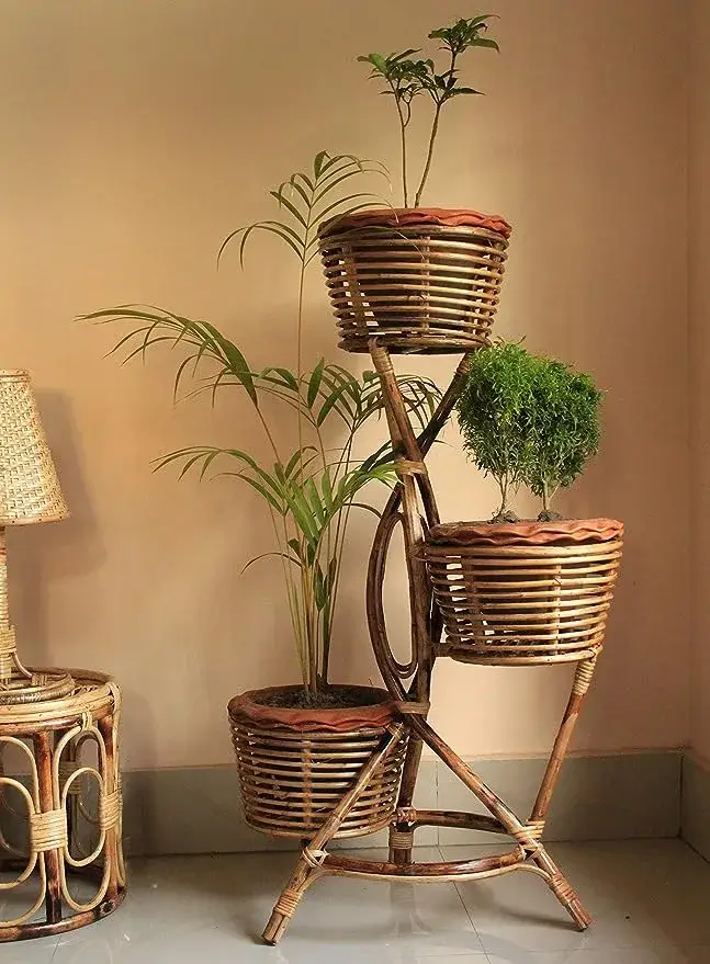 Buy Handcrafted Rattan Flower Pot Stand Online in India - Amazon finds on trending home decor
