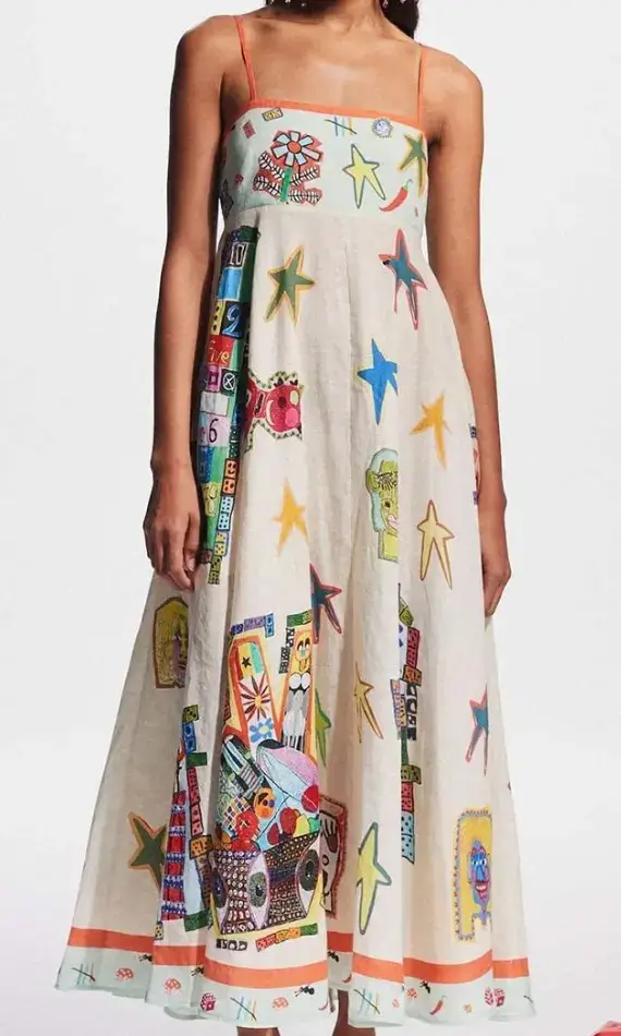 Conversational Printed Chiffon Maxi Dress on Myntra