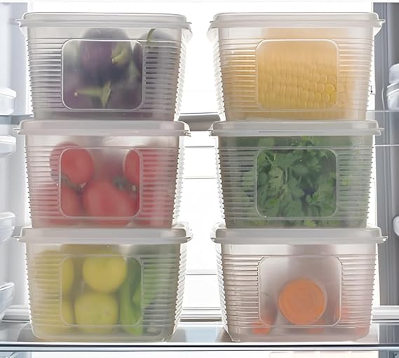 PRAYATI 1800ML Transparent Fridge Storage Boxes (Pack of 6) on Amazon India