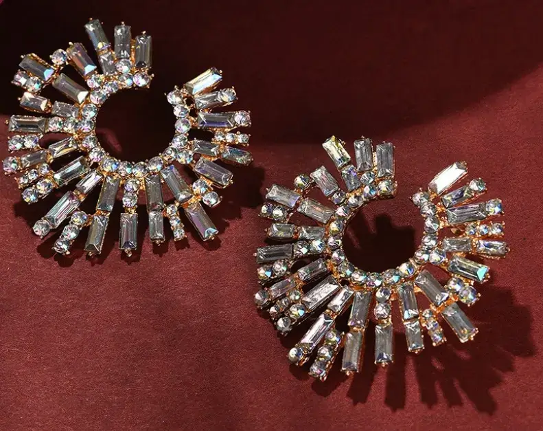 SOHI Silver-Plated Contemporary Stud Earrings