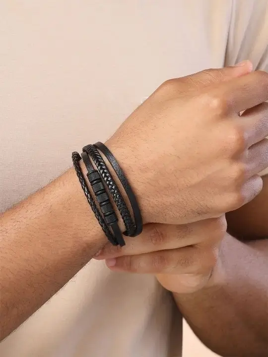 Bohey by KARATCART Men Multistrand Leather Bracelet on Myntra - Men's Gift